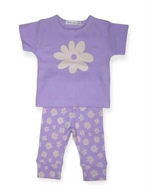 NEW LITTLE MISH kids' daisy tee & jogger set in lilac